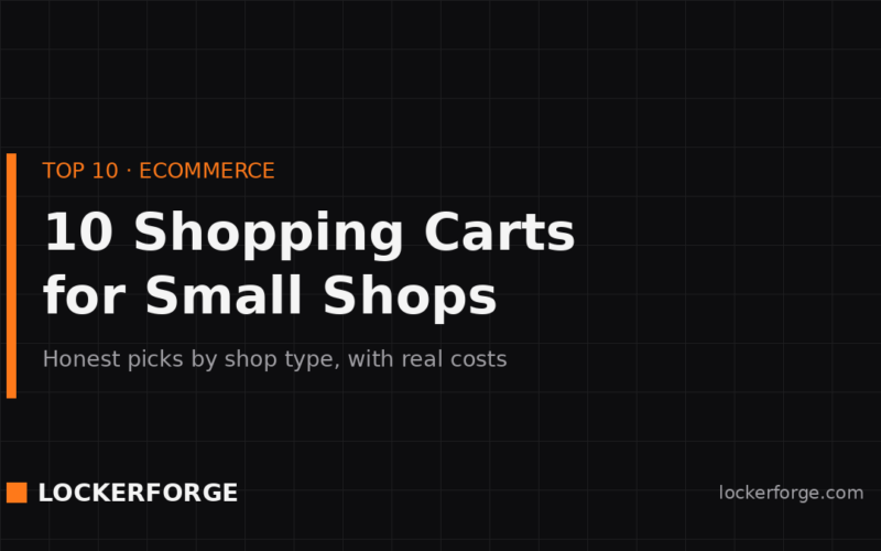Locker Forge title card: 10 shopping carts for small shops, honest picks by shop type with real costs