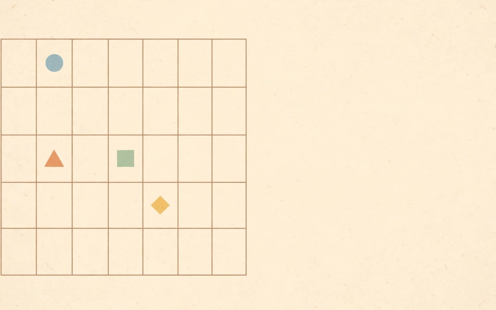 A tidy grid of rows and columns like a paper ledger, on a warm plain background.