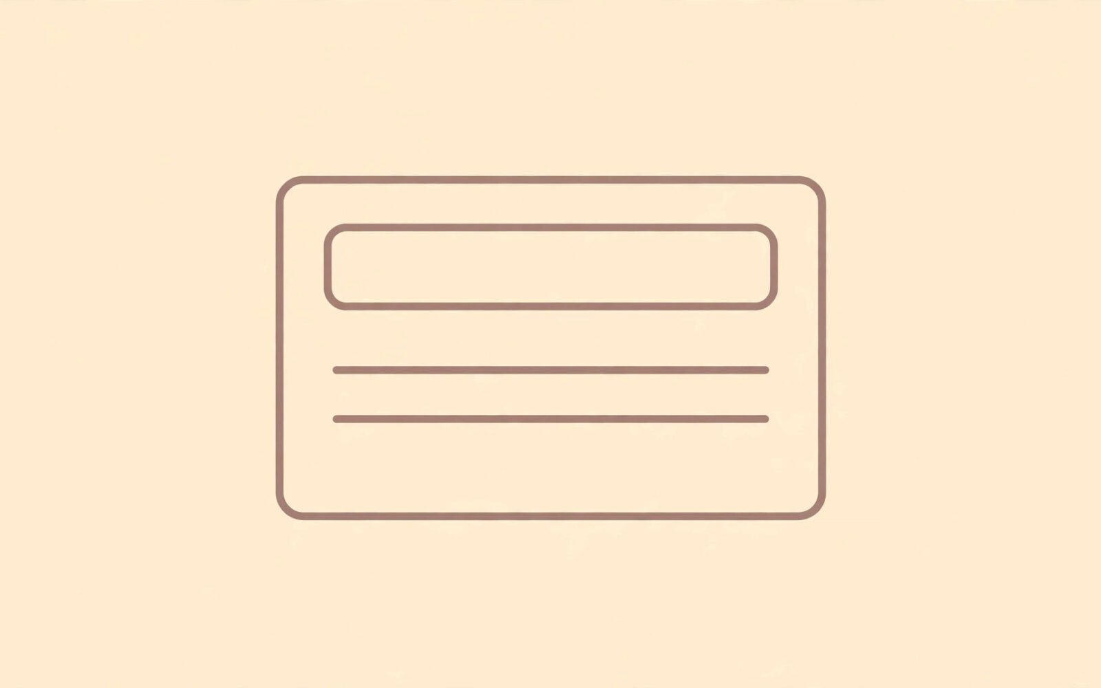 A clean outline of a web page frame with a header, a heading, and a paragraph block, on a warm plain background.